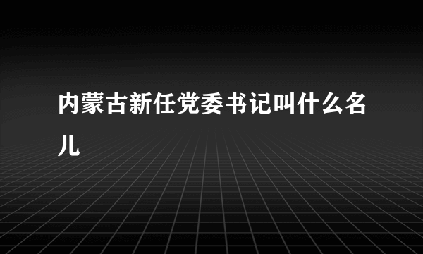 内蒙古新任党委书记叫什么名儿