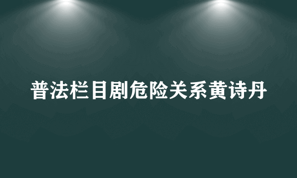 普法栏目剧危险关系黄诗丹