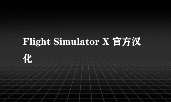 Flight Simulator X 官方汉化