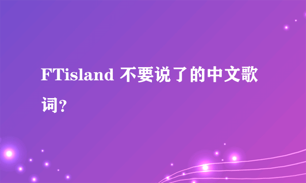 FTisland 不要说了的中文歌词？