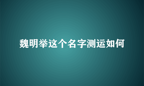 魏明举这个名字测运如何