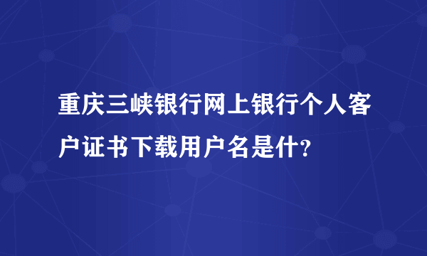 重庆三峡银行网上银行个人客户证书下载用户名是什？