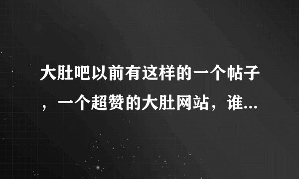 大肚吧以前有这样的一个帖子，一个超赞的大肚网站，谁能告诉我网站的地址，谢谢！