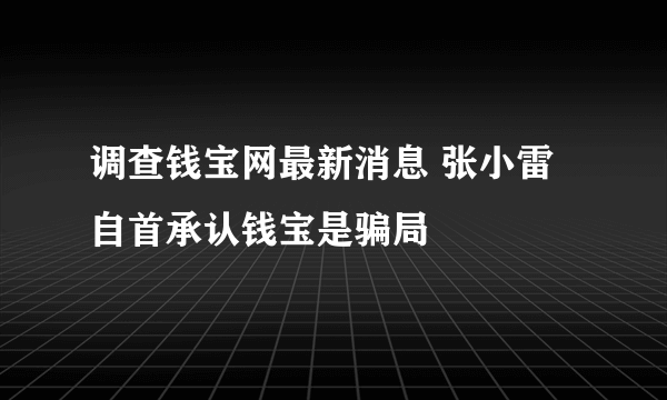 调查钱宝网最新消息 张小雷自首承认钱宝是骗局