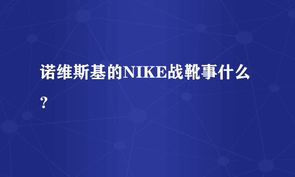 诺维斯基的NIKE战靴事什么？