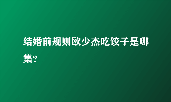 结婚前规则欧少杰吃饺子是哪集？