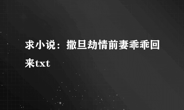 求小说：撒旦劫情前妻乖乖回来txt