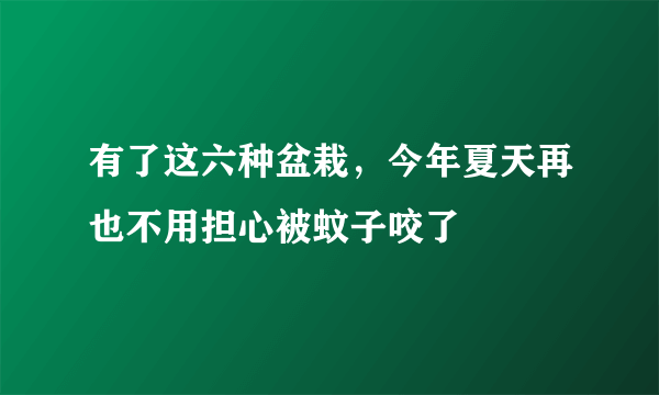 有了这六种盆栽，今年夏天再也不用担心被蚊子咬了