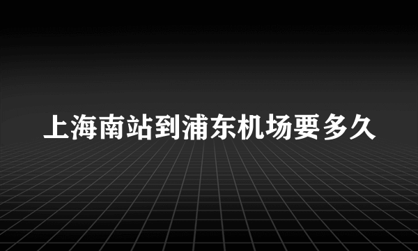 上海南站到浦东机场要多久