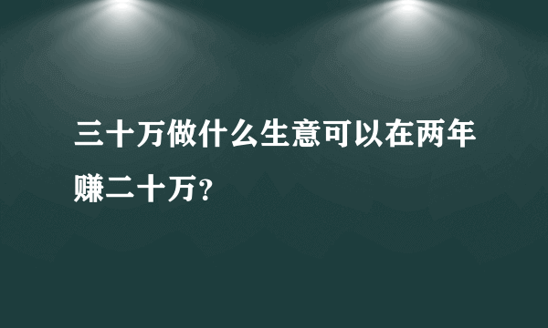 三十万做什么生意可以在两年赚二十万？