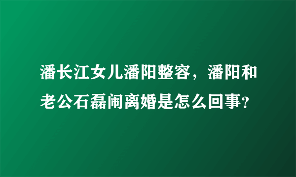 潘长江女儿潘阳整容，潘阳和老公石磊闹离婚是怎么回事？