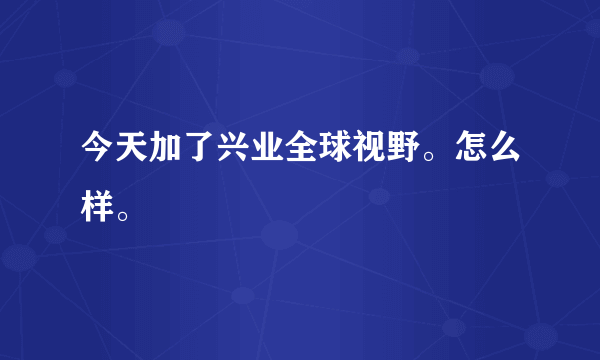 今天加了兴业全球视野。怎么样。