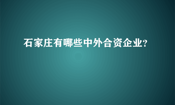 石家庄有哪些中外合资企业？