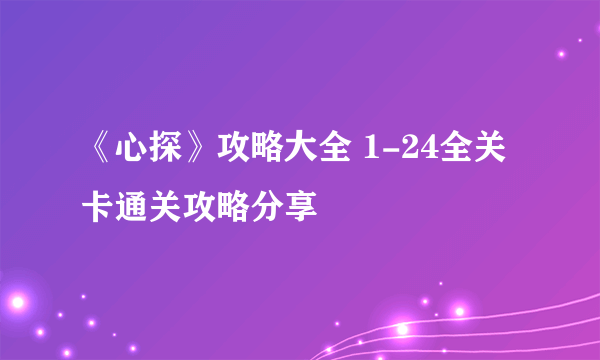 《心探》攻略大全 1-24全关卡通关攻略分享