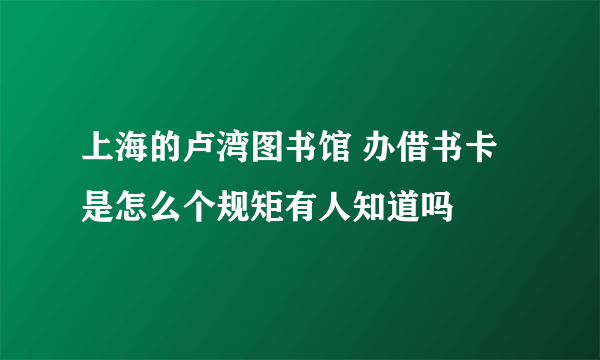 上海的卢湾图书馆 办借书卡是怎么个规矩有人知道吗