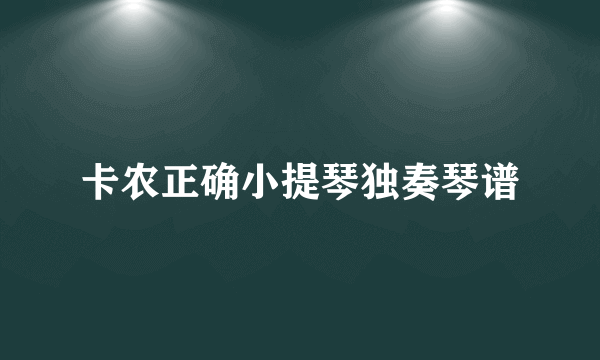 卡农正确小提琴独奏琴谱