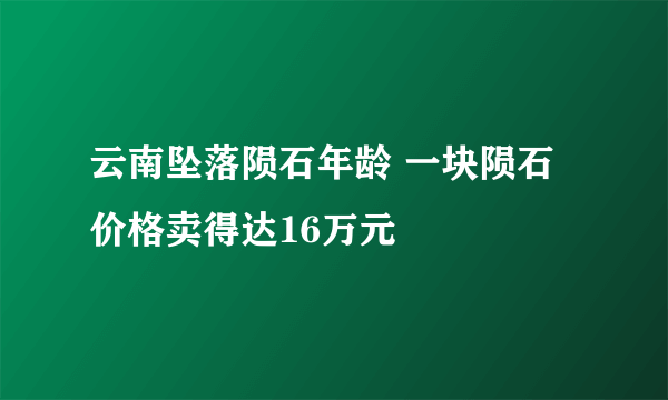 云南坠落陨石年龄 一块陨石价格卖得达16万元