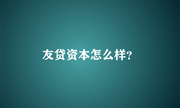 友贷资本怎么样？