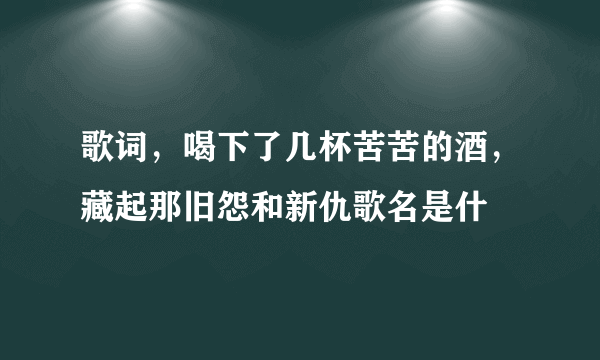 歌词，喝下了几杯苦苦的酒，藏起那旧怨和新仇歌名是什