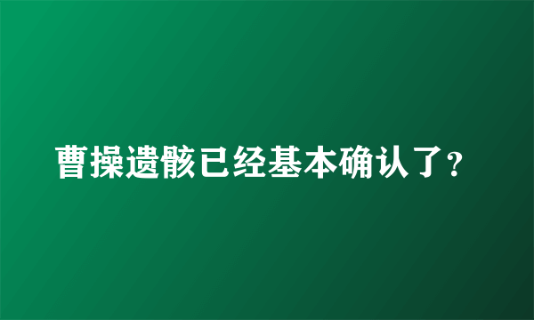 曹操遗骸已经基本确认了？