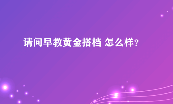 请问早教黄金搭档 怎么样？