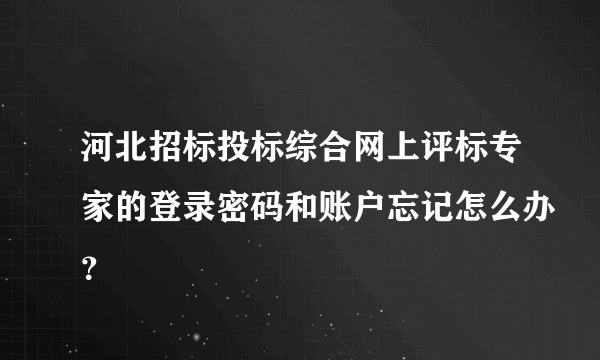 河北招标投标综合网上评标专家的登录密码和账户忘记怎么办？