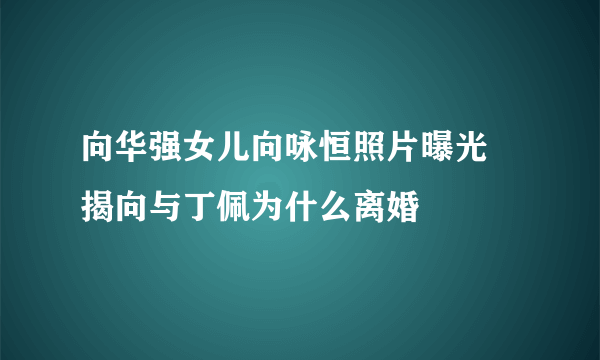 向华强女儿向咏恒照片曝光 揭向与丁佩为什么离婚