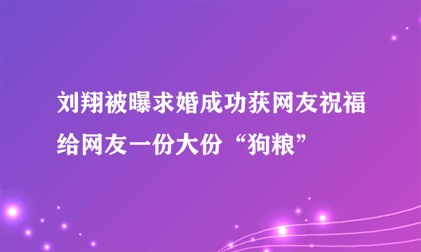 刘翔被曝求婚成功获网友祝福给网友一份大份“狗粮”