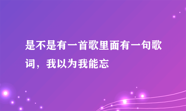 是不是有一首歌里面有一句歌词，我以为我能忘