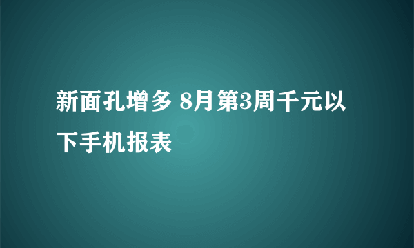 新面孔增多 8月第3周千元以下手机报表