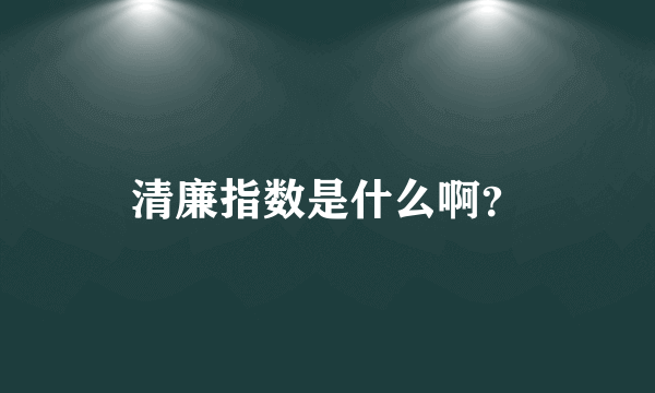 清廉指数是什么啊？