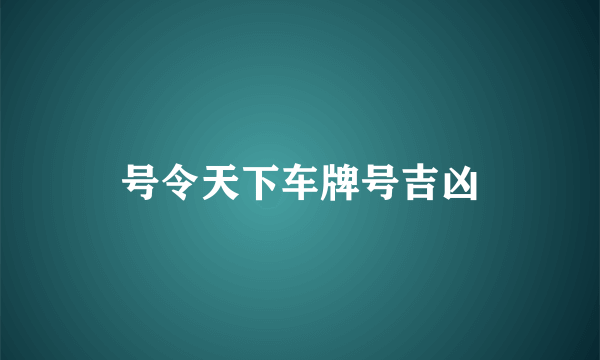 号令天下车牌号吉凶