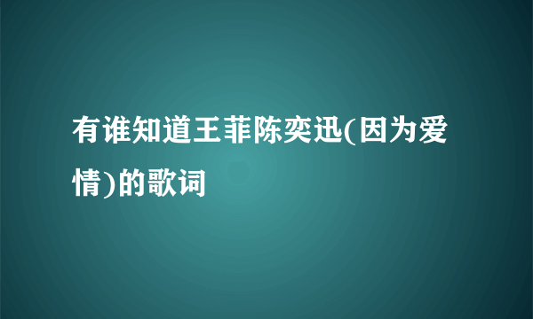 有谁知道王菲陈奕迅(因为爱情)的歌词