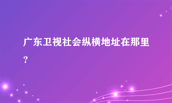 广东卫视社会纵横地址在那里？