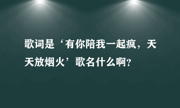 歌词是‘有你陪我一起疯，天天放烟火’歌名什么啊？