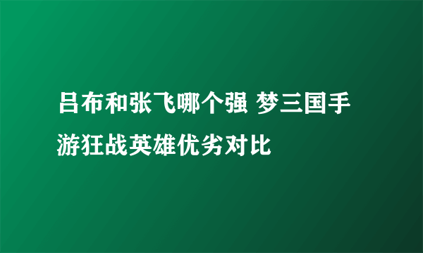 吕布和张飞哪个强 梦三国手游狂战英雄优劣对比