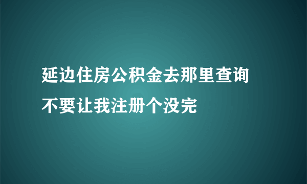 延边住房公积金去那里查询 不要让我注册个没完