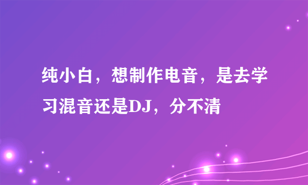 纯小白，想制作电音，是去学习混音还是DJ，分不清