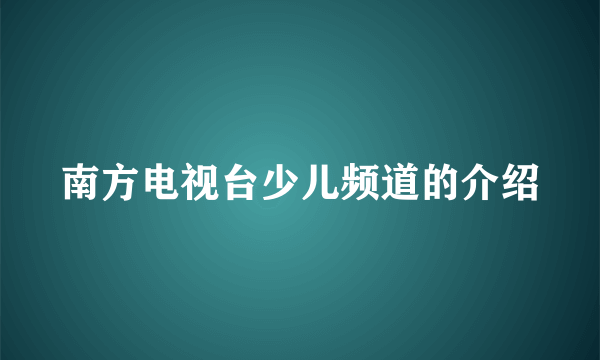 南方电视台少儿频道的介绍