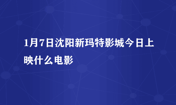 1月7日沈阳新玛特影城今日上映什么电影