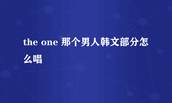 the one 那个男人韩文部分怎么唱