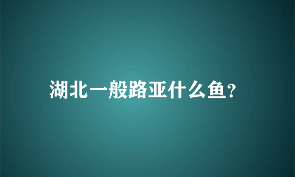 湖北一般路亚什么鱼？