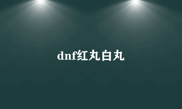 dnf红丸白丸