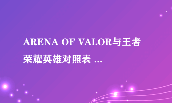 ARENA OF VALOR与王者荣耀英雄对照表 全英雄对比