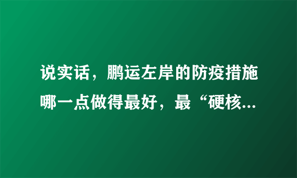 说实话，鹏运左岸的防疫措施哪一点做得最好，最“硬核”？原因是？