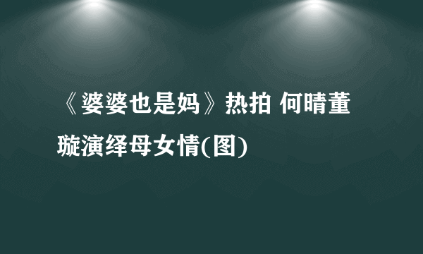 《婆婆也是妈》热拍 何晴董璇演绎母女情(图)