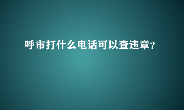 呼市打什么电话可以查违章？