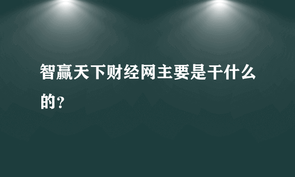 智赢天下财经网主要是干什么的？