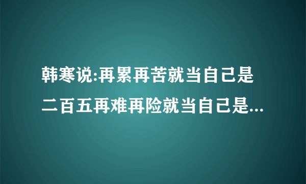 韩寒说:再累再苦就当自己是二百五再难再险就当自己是二皮脸.怎么具体来理解这句话?