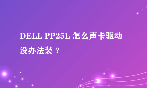 DELL PP25L 怎么声卡驱动没办法装 ?